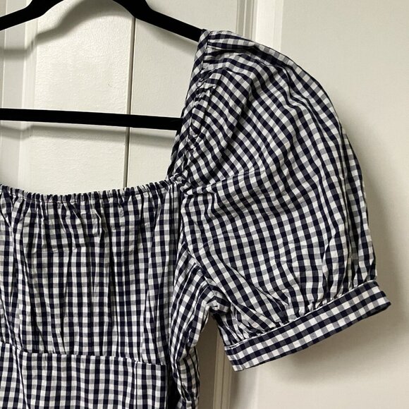 Anthropologie Forever That Girl Mini Dress Womens 8 Puff Sleeve Gingham Picnic - Picture 3 of 11